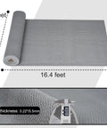 Heavy Duty Drainage Mat 3x16 ft PVC Grippy Non Slip Floor Mat with Holes for Drain Deck Pool Kitchen shown unrolled with thickness detail