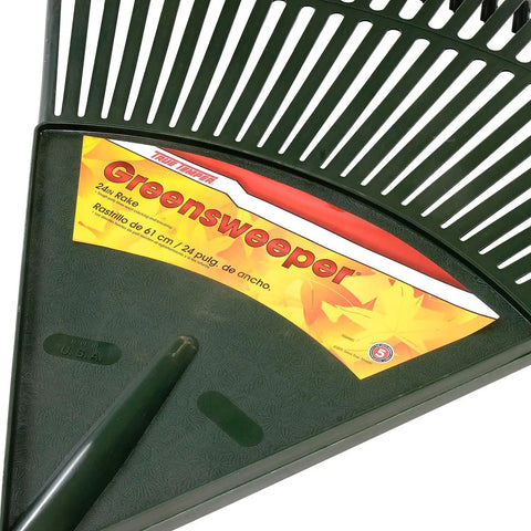 Poly Leaf Rake 24 Inch Garden Raking Tool With Durable Plastic Tines For Easy Yard Cleanup Lightweight Grip Handle Rust Free Great For Leaves And Debris Clearing, angled view