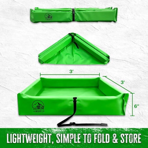 Spill Containment Berm 3 By 3 Portable Folding PVC Tray For Oil And Lab Chemical Spills Heavy Duty Reusable Collapsible