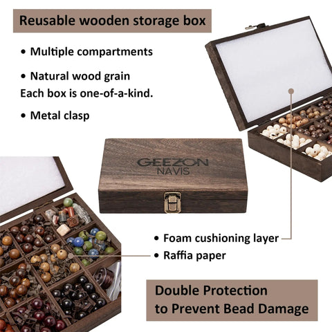 Reusable storage box from Bracelet Making Kit With 296 Beads, 10mm Natural Wooden Beads With Letters And Stone Beads.