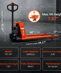 Heavy Duty Electric Pallet Jack With 4,400 Lb Load Capacity And Power Lift For Warehousing Moving Heavy Carts Fast with 48" forks.