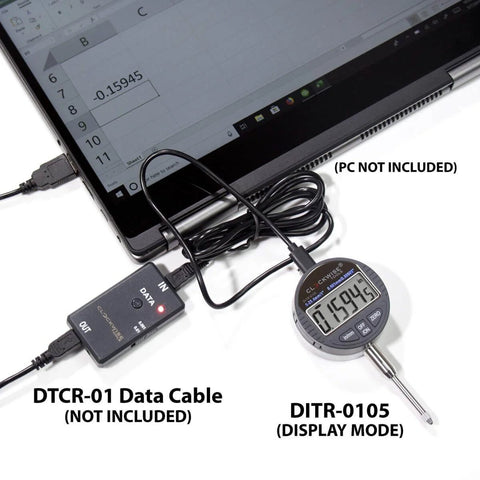 Digital Indicator With Dual Inch And Metric Conversion, 0 To 1 Inch Range, 25.4 Mm Readout connected to a PC via data cable