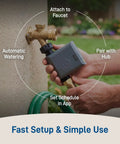 Installing B-hyve Gen 2 Smart Hose Watering Timer With WiFi Hub For No Fuss App Controlled Yard Watering on outdoor faucet.