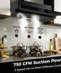 30 Inch Under Cabinet Range Hood With 750 CFM Power, Three Speed Gesture Sensing And Touch Control, Stainless Steel Vent Hood in use