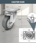 ZDNEY 3-inch rubber caster wheels with mounting plate; 4-pack, heavy-duty, 2 swivel and 2 rigid.