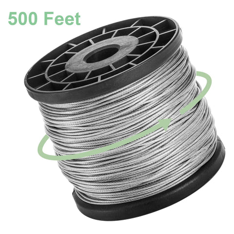 500ft spool of Stainless Steel Wire Rope Cable 1 16th Inch Vinyl Coated Braided 7x7 Core for outdoor use and durability