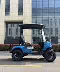 Heavy Duty Electric Golf Cart With Four Kilowatt Motor And Easy Directional Controls side view showcasing two seats and rear cargo area.