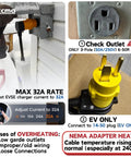 Image showing Heavy Duty Nema 6-50P To 14-50R EV Charger Adapter For 50Amp 250V, installed on a garage wall outlet.