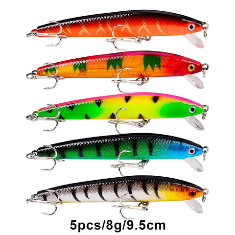 Colorful lures from Beast 43Pc Fishing Lures Set Minnow and Crankbait Tackle Kit With Topwater Floating Lures Realistic 3D Eyes