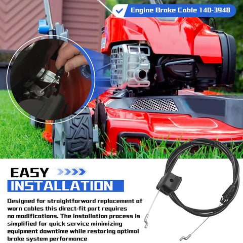 Engine Brake Cable Replacement 140-3948 For Toro 21770 21442 21445 Mowers OEM Direct Replacement Fits Exact Toro OEM Specs Easy Install And Durable Performance.