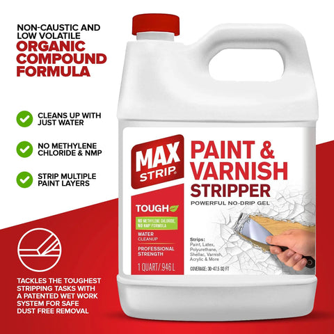 Kickass Heavy Duty Paint And Varnish Stripper Gel For Wood And Metal, Dead Simple Non Toxic Formula 1 Quart Jar