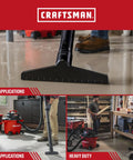 16 Gallon 6.5 Peak HP Wet Dry Shop Vacuum with Built In Blower Port in use for outdoor cleanup and debris removal