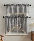 Linen Textured Swag Curtain Valance With Rod Pocket For Farmhouse Kitchen And Small Windows, Light Filtering Rustic Topper In Gray
