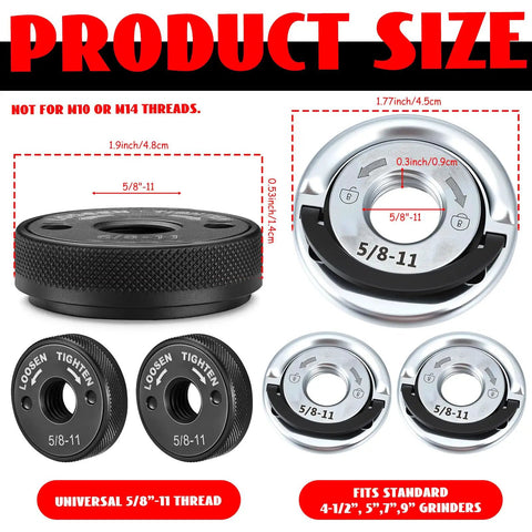 Four Pack Quick Release Angle Grinder Flange Nuts No Wrench Needed Self Locking Arbor Nuts With D Ring Knurl Fits