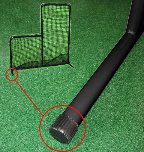 Beefy Steel Frame Baseball L Net Protective Screen For Batting Cages And Field Practice, focus on bottom joint detail.