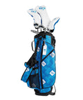 Right Hand Junior Golf Club Set for Ages 10 to 12 3 Club Youth Golf Kit With Lightweight Irons and Driver in blue bag