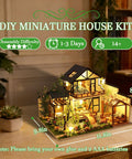DIY Miniature House Kit With LED Lights, Wooden Dollhouse Craft Kit For Adults And Teens, Tiny Bamboo Stream Garden Dollhouse