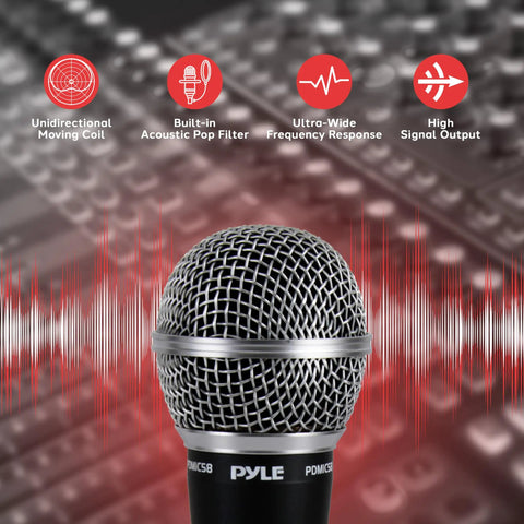 Stage And Studio Dynamic Cardioid Microphone With Built-In Pop Filter, Rugged Zinc Alloy Body, High Gain, Pro-Grade Sound