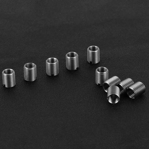 Stainless Steel Slotted Sleeve Screw Repair Kit 10 Pcs Insert Nut with Male Thread on black surface