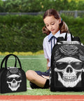 Skull Design Backpack with Insulated Cooler Lunch Box lightweight laptop backpack fits 15.6 inch for women and men daypack.