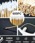 Close-up of 600 pointed swabs from Must Have Gun Cleaning Kit With 1200 Pieces, showing cotton tips and bamboo sticks.