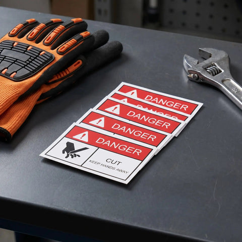 5 Pack Machinery Safety Stickers Keep Hands Away Hazard Decal For Moving Parts And Equipment Warning Sign In The Workplace