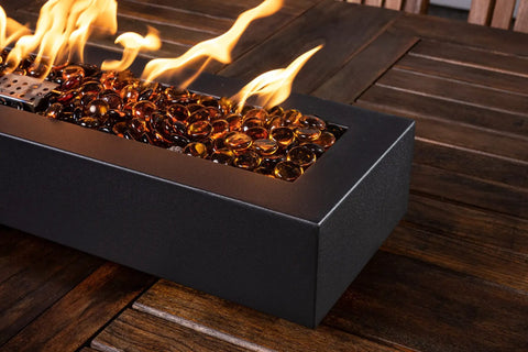 Tabletop Firebowl Fire Pit With Smokeless Odorless Flame Dope Push Button Ignition 33,000 BTU Heat Umbrella Hole Mount