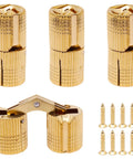 Heavy Duty Genuine Brass Hidden Barrel Hinges, 14mm Slick Concealed Cabinet Hardware, smooth operation with mounting screws.