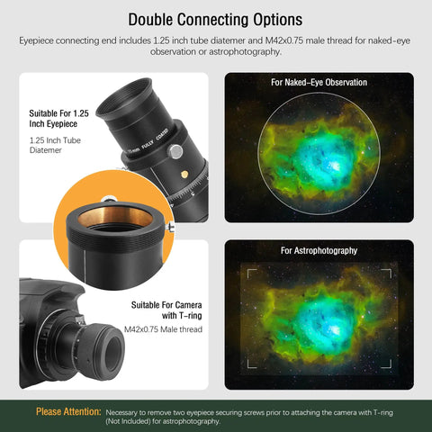 Double Helical Focuser For Telescopes 0.05mm Scale And 10mm Stroke 1.25 Inch Guide Scope Focuser with eyepiece and camera options