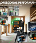 Top Shelf Green Laser Level With 3X360 Self Leveling Precision And Crisp Digital Readout for accurate laser projection in a construction site.