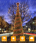 Mega Long Solar Fairy String Lights 288 Feet 800 LED Waterproof Outdoor Twinkle Lights With 8 Modes on a tall tree in the rain