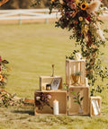 Vintage Rustic Wood Crates Set Of Five Nesting Storage Boxes With Open Handles for kitchen and bathroom outdoor display