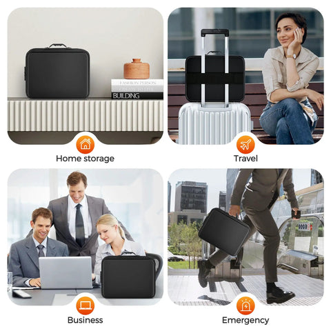 5200 Fahrenheit Fireproof Document Box With Lock Expandable File Organizer Heat Insulated Waterproof Storage