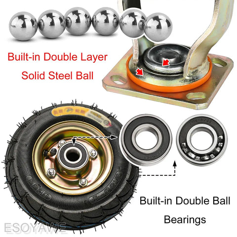 Heavy Duty 8 Inch Pneumatic Caster Wheels 4 Pack Air Filled Rubber Tires Shock Absorbing Swivel And Locking Casters For Industrial Carts Warehouse And Shop Tool Storage Floor Friendly Breezy Ride