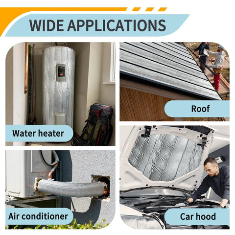 Kick Ass Heavy Duty Insulation Foam Roll Featuring Reflective Aluminum Foil Heat Shield And Waterproof Radiant Barrier for roof, water heater, air conditioner, car hood.