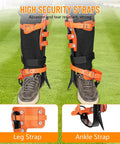 Go To Tree Climbing Spikes Set With Alloy Steel Climbing Spurs showing high security leg and ankle straps on grass
