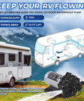 Illustrated diagram of RV water system with Upgraded 110V AC Fresh Water Pump 7GPM 70PSI Five Chamber Self Priming Diaphragm Pump