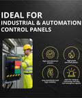 Double Head Push Button With Signal Lamp For On Off Start Stop Control In Industrial Equipment shown in use within a control panel