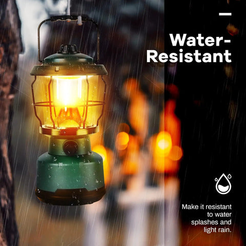 Ultra Bright 2500 Lumen Rechargeable Camping Lantern For Power Outages And Emergencies Water Resistant in rainy setting