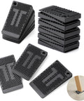 20 Pack Anti Slip Furniture Leveling Pads Shims for Tables Chairs Cabinets, stackable waterproof rubber level wedges, shown with example usage