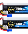 Two Beefy 6S LiPo Battery 4000mAh 22.2V 130C with EC5 Connector shown with soft case for RC models, front view
