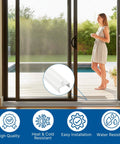 Vinyl Sliding Screen Door Track 72 Inch White Replacement Bottom Rail For Patio Doors Durable Vinyl Channel visibly installed in a door.