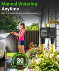Person using Two Zone Water Timer For Garden Hose With USB C Rechargeable Battery, IPX6 Sprinkler Timer attached to faucet