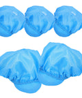 Five Piece Anti Static Work Caps Blue Bouffant Hair Nets Lightweight Mesh Headcaps showing blue mesh caps for cleanroom use.
