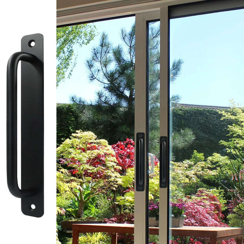 2 Pack Black Aluminum Barn Door Handles With 5 Inch Center Hole Sliding Closet Door Pulls For Wardrobe Cabinet Garage Gate 148mm L X 25mm W Rust Resistant Includes Four 16mm Screws And A Screwdriver