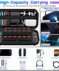 Switch 2 Carrying Case With 24 Game Cartridges Protective Hard Shell Travel Pouch showing interior compartments and accessories