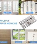 Heavy Duty Door Slide Latch Lock With 3 Inch Barrel Bolt In Brushed Nickel Finish For Privacy And Security Solid Steel Construction