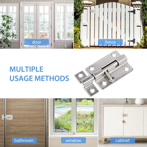 Heavy Duty Door Slide Latch Lock With 3 Inch Barrel Bolt In Brushed Nickel Finish For Privacy And Security Solid Steel Construction