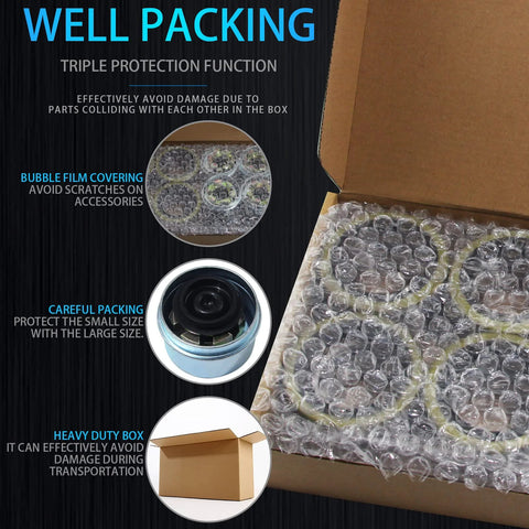 Front view of iBroPrat boat trailer axle bearing kit packaging in bubble wrap inside an open cardboard box