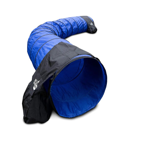 16 Foot Dog Agility Tunnel With Sandbag End Sets For Backyard Training, Durable Easy Setup Obstacle Course, blue nylon